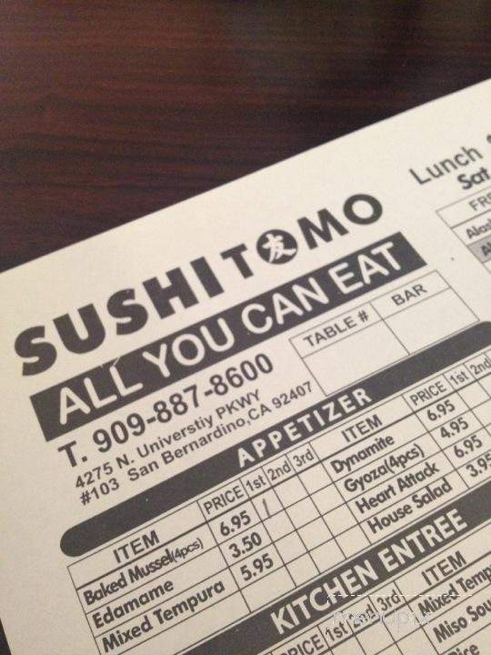 Sushi Tomo - San Bernardino, CA menu_pic