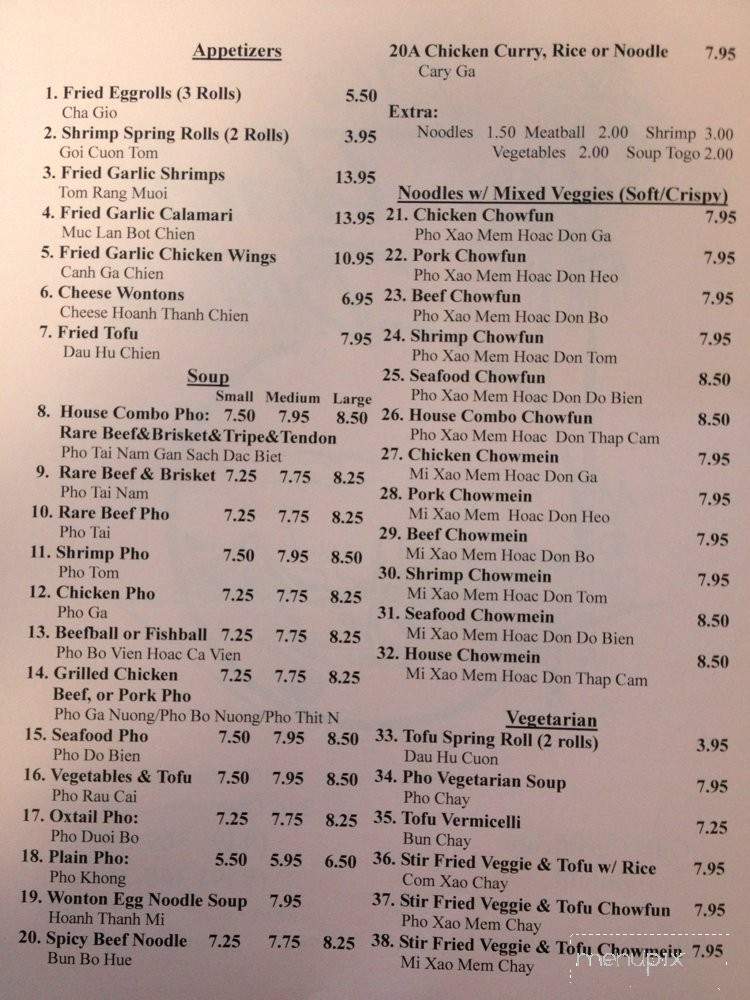 Pho Thanh Binh - San Clemente, CA menu_pic