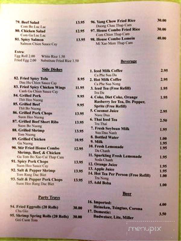 Pho Thanh Binh - San Clemente, CA menu_pic