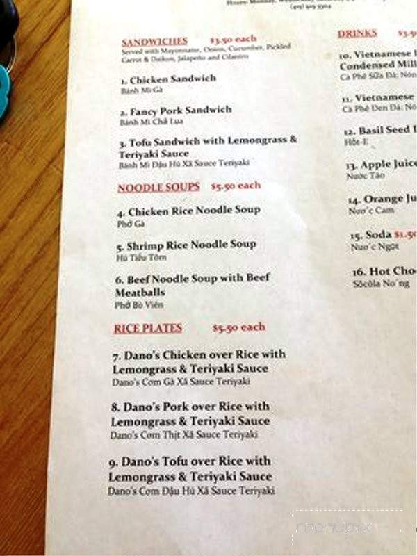 Dano Vietnamese Coffee - San Francisco, CA menu_pic