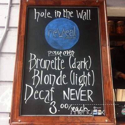 Hole in the Wall Coffee - San Francisco, CA menu_pic