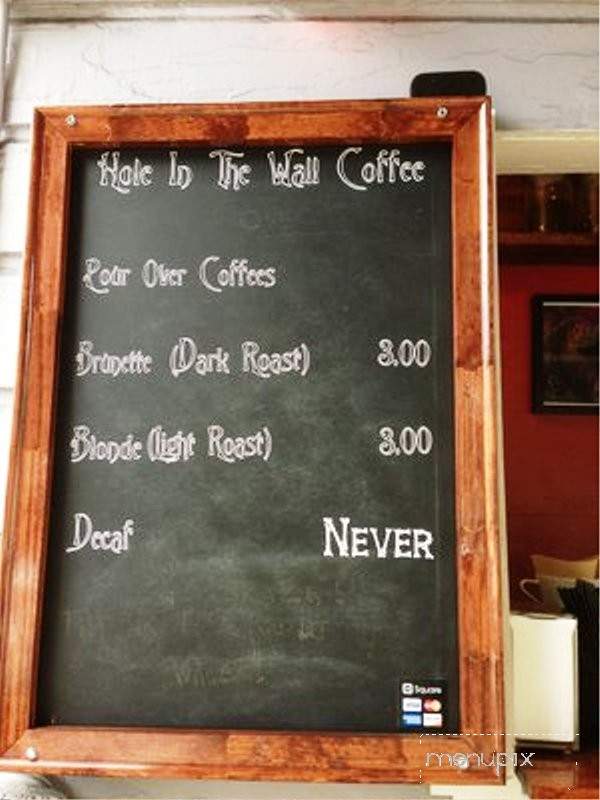 Hole in the Wall Coffee - San Francisco, CA menu_pic