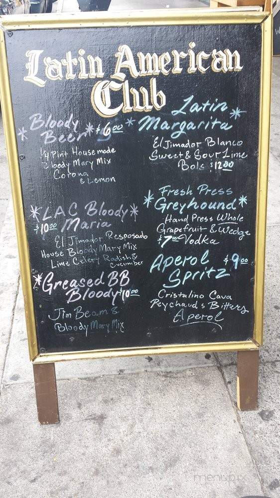 Latin American Club - San Francisco, CA menu_pic