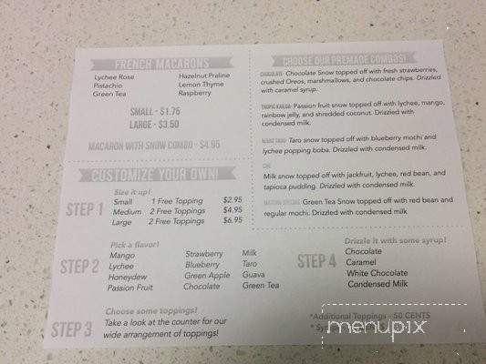 Snow Lounge - San Jose, CA menu_pic