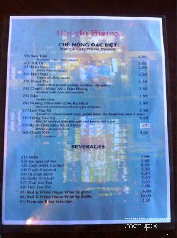Hoi An Bistro - San Jose, CA menu_pic