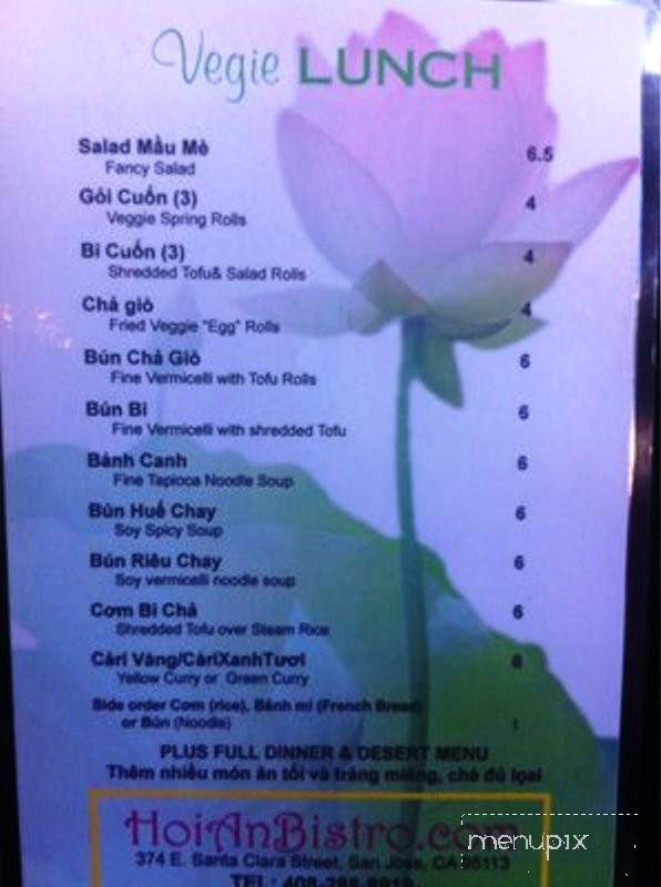 Hoi An Bistro - San Jose, CA menu_pic