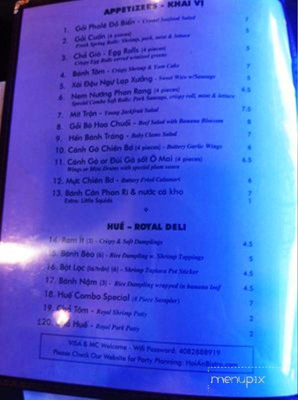 Hoi An Bistro - San Jose, CA menu_pic