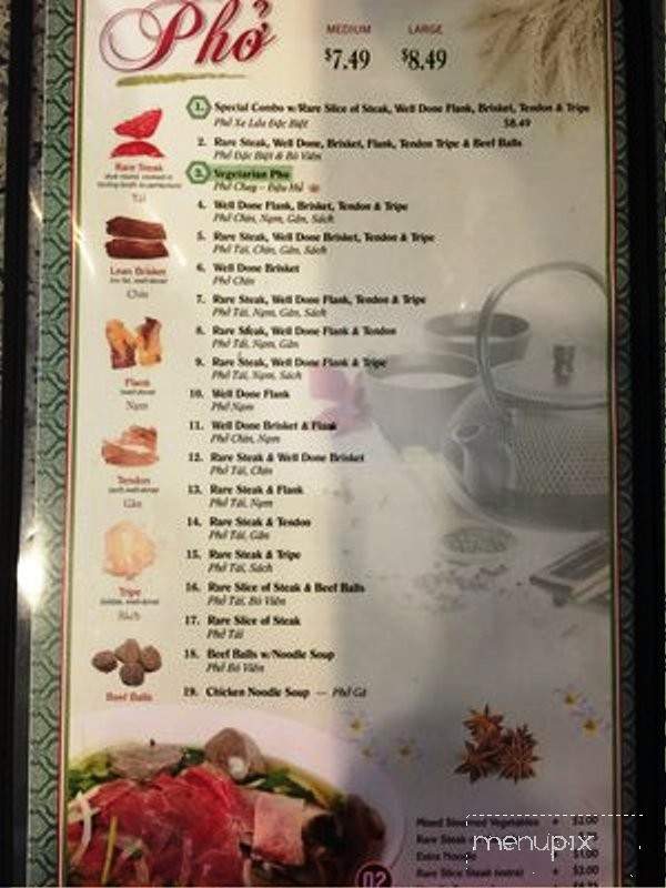 Pho la - San Jose, CA menu_pic