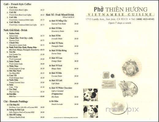 Pho Thien Huong - San Jose, CA menu_pic