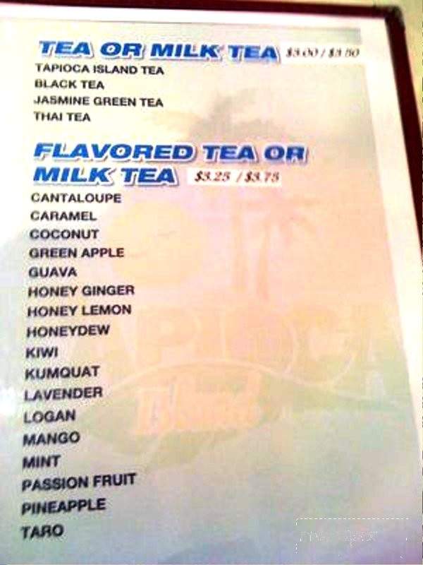 Tapioca Island - San Jose, CA menu_pic