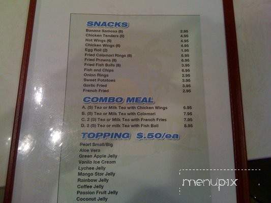 Tapioca Island - San Jose, CA menu_pic