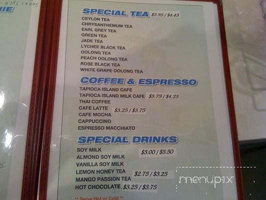 Tapioca Island - San Jose, CA menu_pic