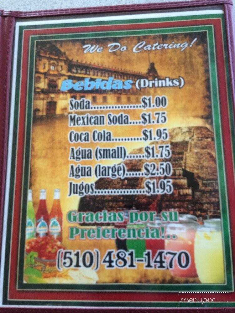 El Rinconcito Chilango - San Leandro, CA menu_pic