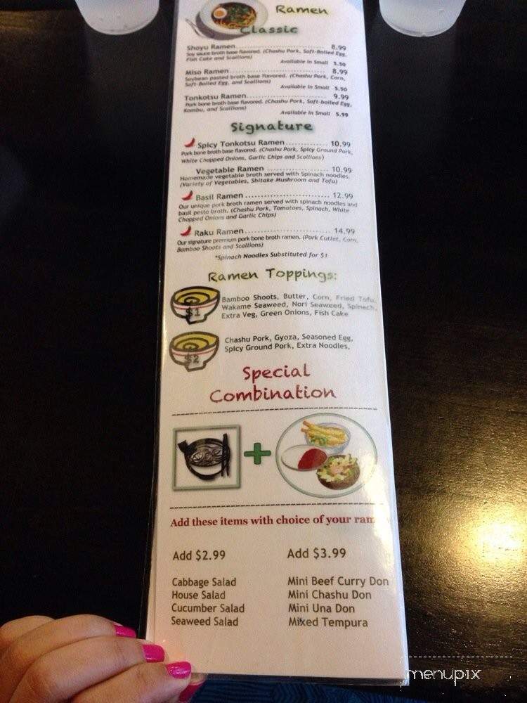 Raku Ramen - San Luis Obispo, CA menu_pic