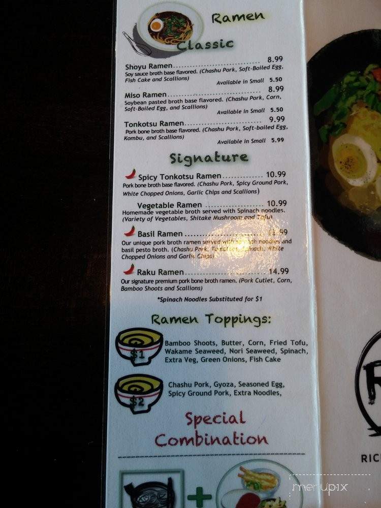 Raku Ramen - San Luis Obispo, CA menu_pic