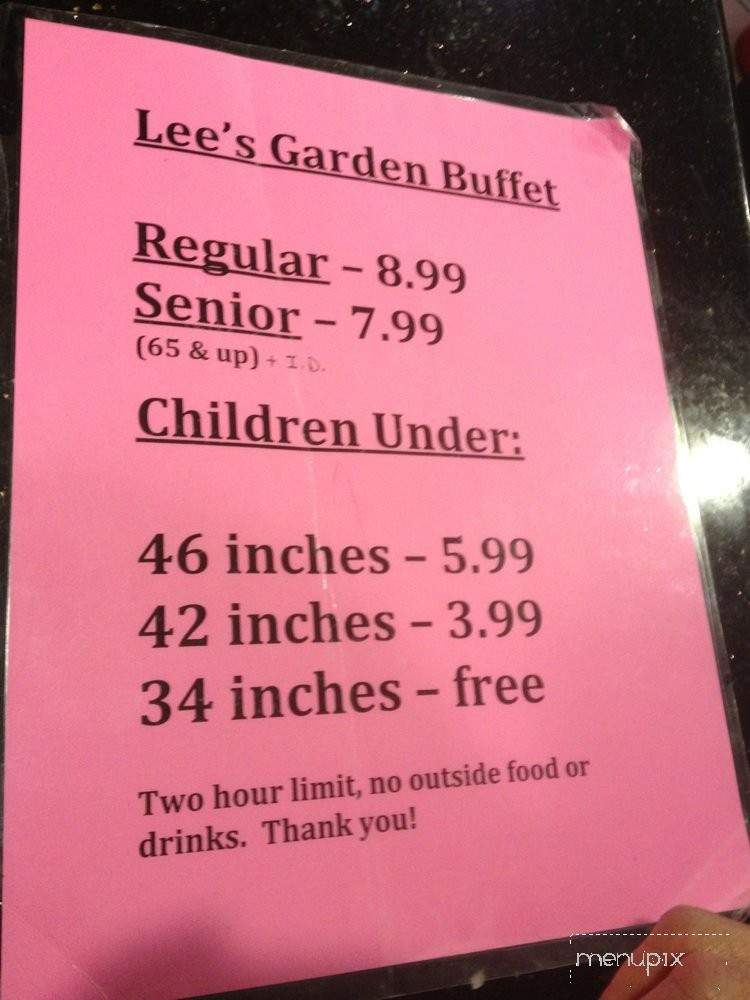 Menu Of Lees Garden Buffet In San Pablo Ca 94806