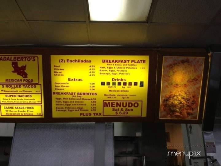 Adalberto's Mexican Food - Santa Ana, CA menu_pic