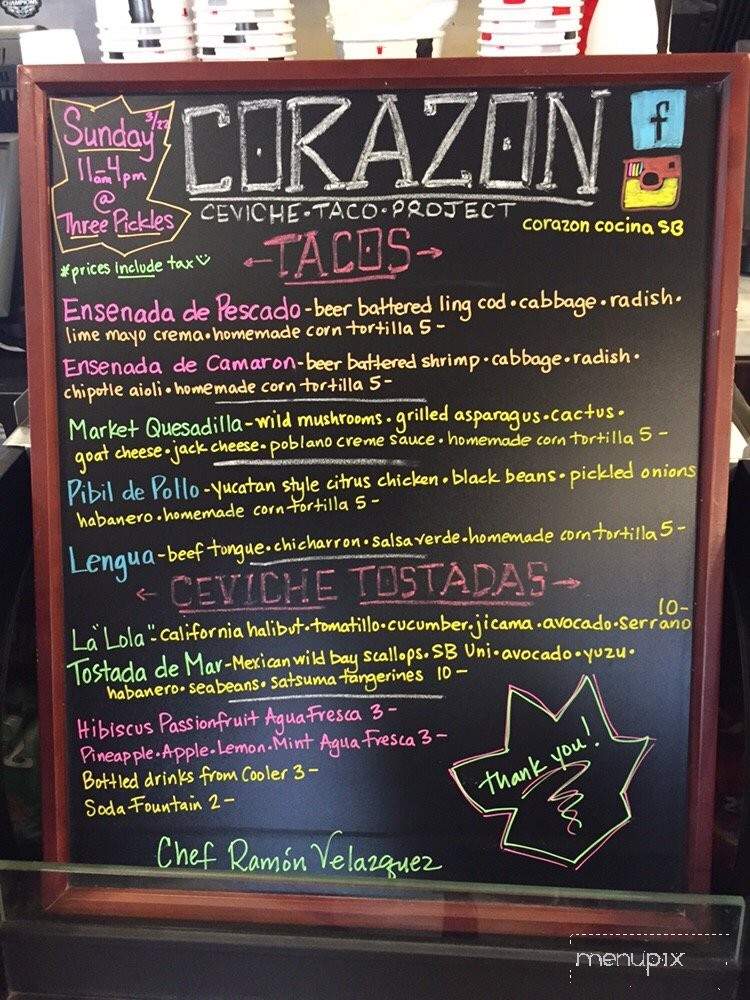 Corazon Cocina Sb - Santa Barbara, CA menu_pic