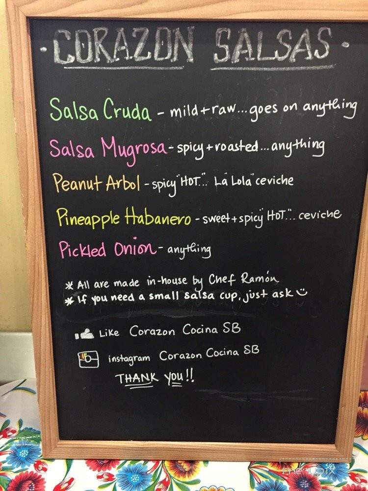 Corazon Cocina Sb - Santa Barbara, CA menu_pic