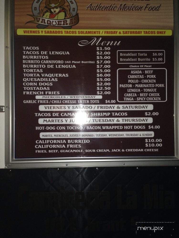 Vaqueras - Santa Maria, CA menu_pic
