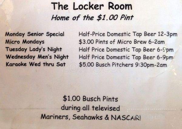 Locker Room Tavern - Seattle, WA menu_pic