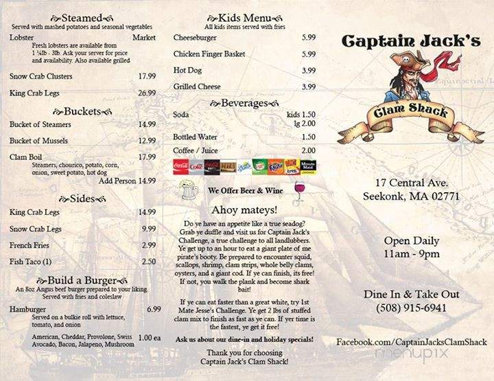 Captain Jack's Clam Shack - Seekonk, MA menu_pic