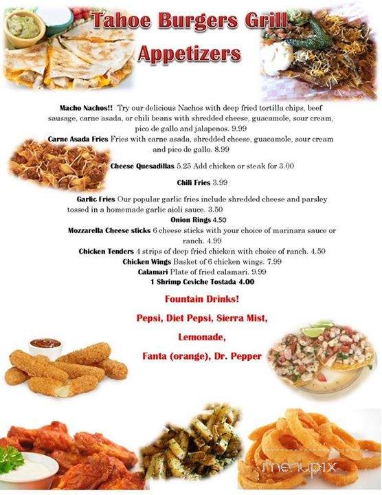 Tahoe Burgers Grill - South Lake Tahoe, CA menu_pic