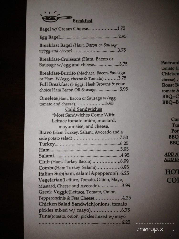Bravo Cafe & Yogurt - Spring Valley, CA menu_pic