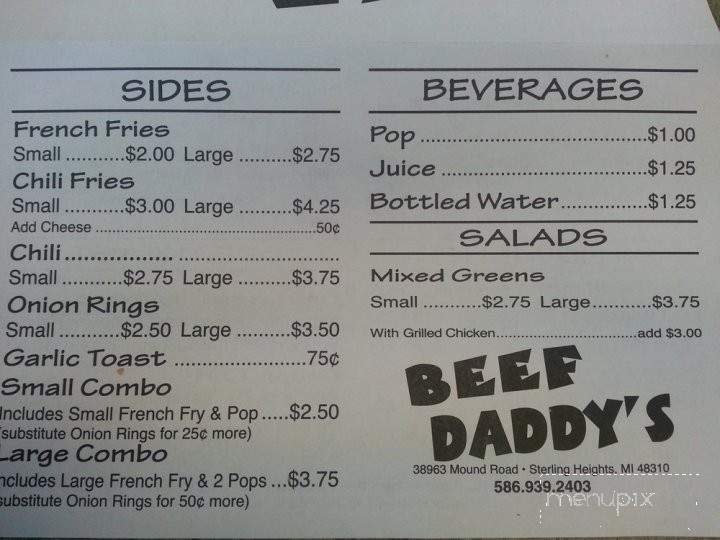 Beef Daddy's - Sterling Heights, MI menu_pic