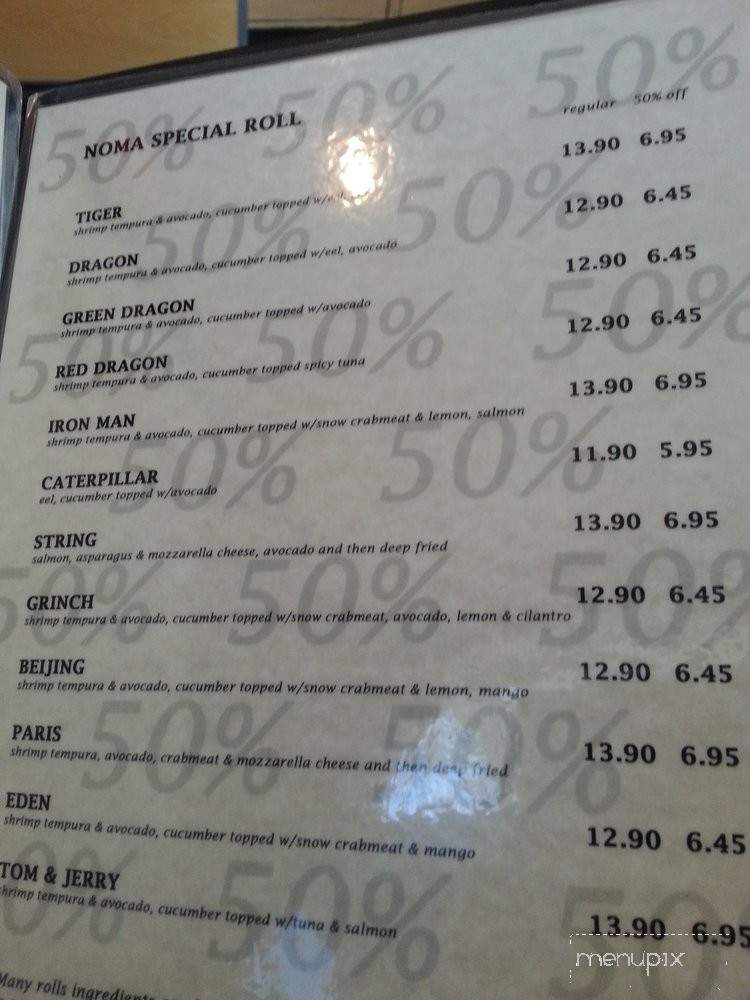 Noma Sushi & Grill - Stockton, CA menu_pic