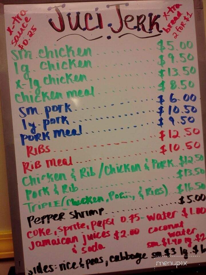 Menu of Juci Jerk in Stone Mountain, GA 30083