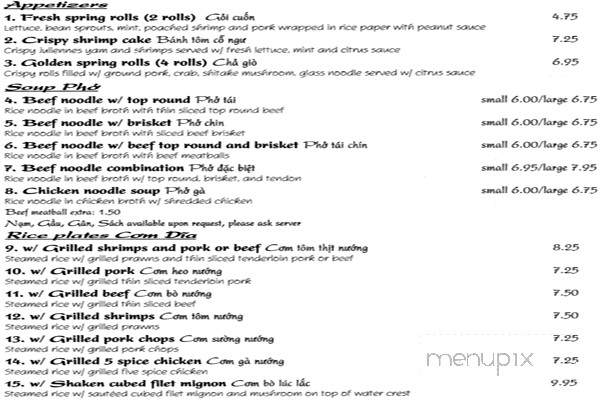 Minh's Vietnamese Restaurant - Sunnyvale, CA menu_pic