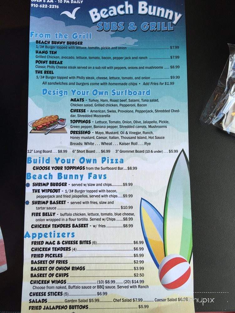 Beach Bunny - Surf City, NC menu_pic