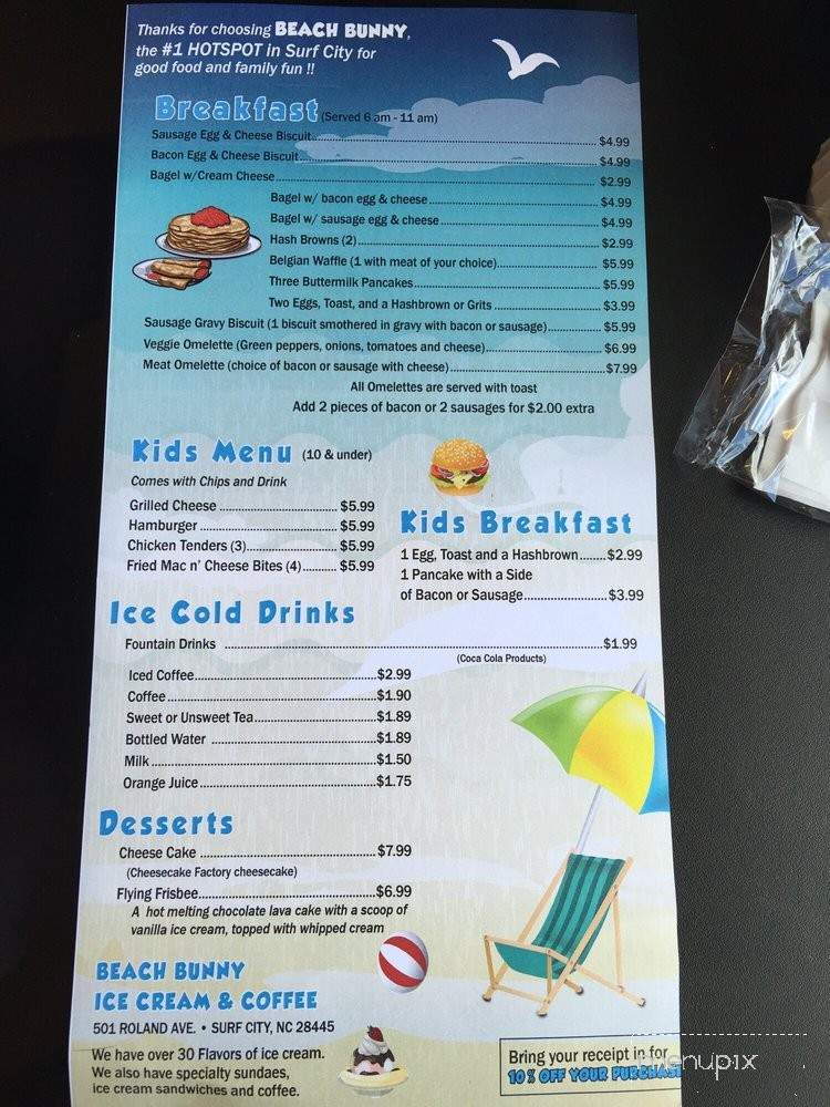 Beach Bunny - Surf City, NC menu_pic
