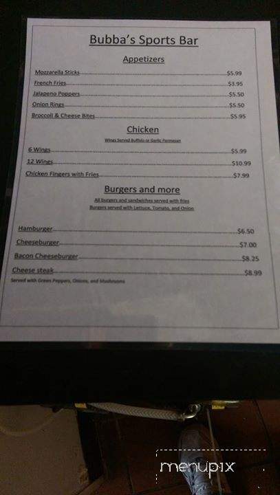 Bubba's Sports Bar - Tampa, FL menu_pic
