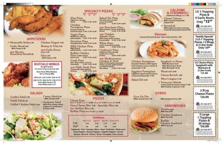 Anthony's New York Style Pizza - Tampa, FL menu_pic