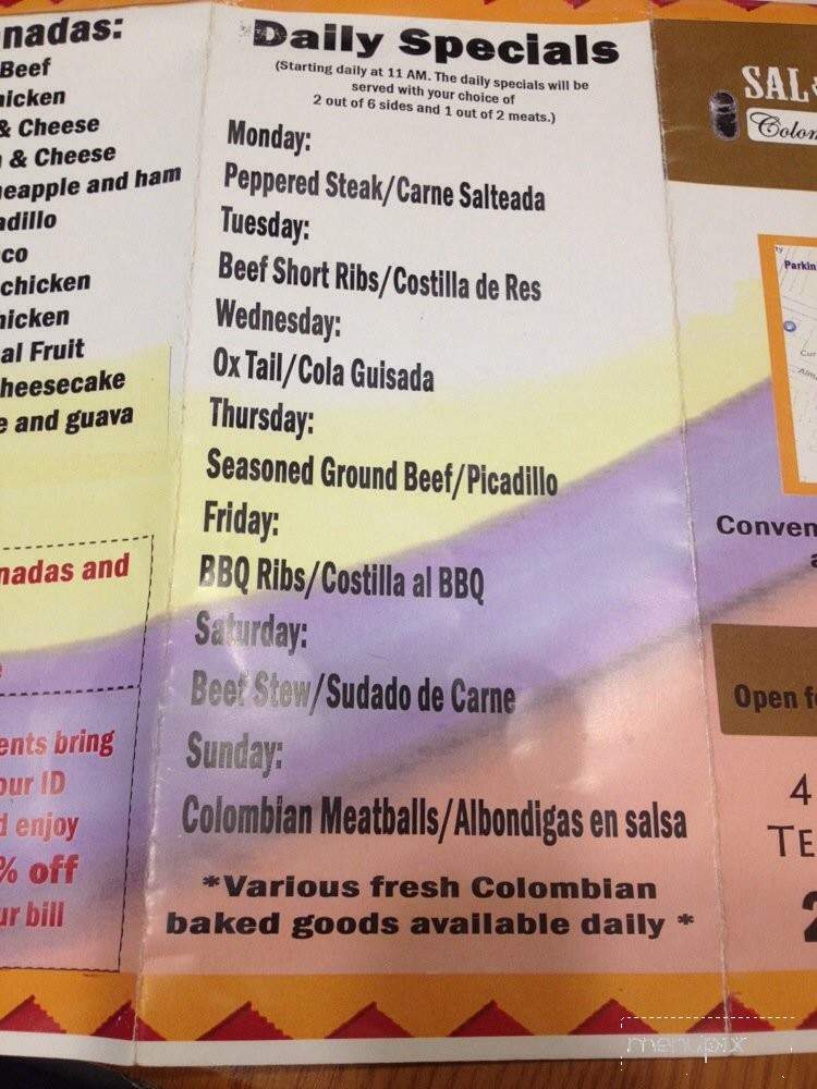 Sal & Pimienta Colombian Restaurant - Teaneck, NJ menu_pic