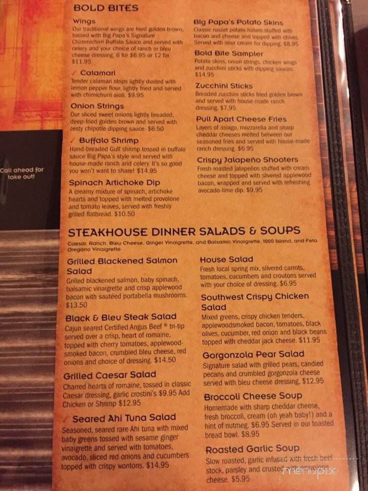 Big Papa's Steakhouse & Saloon - Tehachapi, CA menu_pic