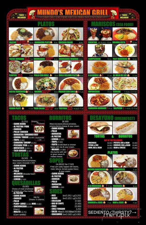 Mundo's Mexican Grill - Thousand Palms, CA menu_pic