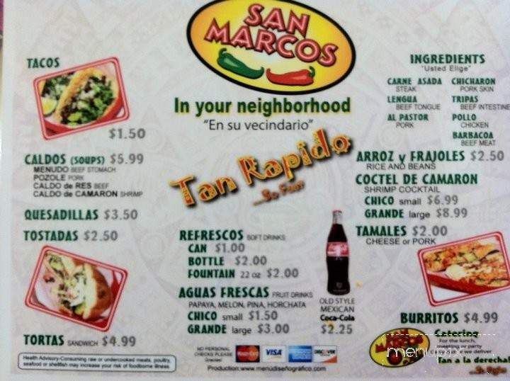 San Marco Mexican Restaurant - Toledo, OH menu_pic