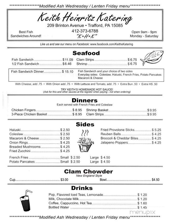Keith Heinritz Katering - Trafford, PA menu_pic