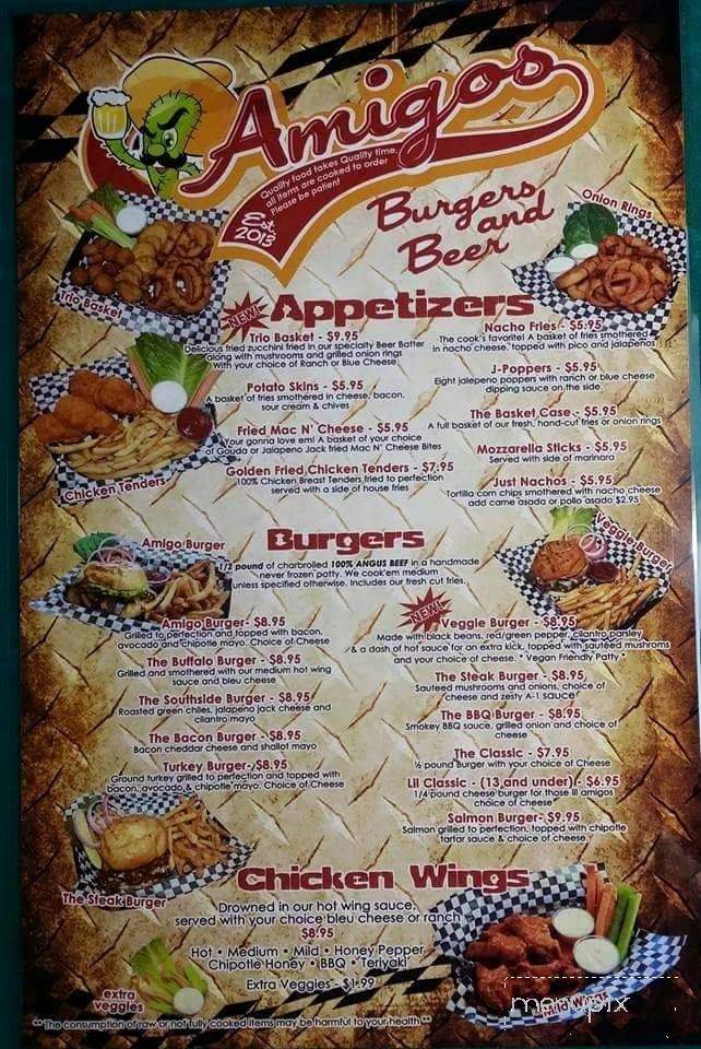Menu of Amigos Burgers and Beer in Tucson, AZ 85706