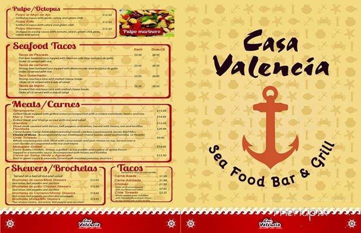 Casa Valencia - Tucson, AZ menu_pic