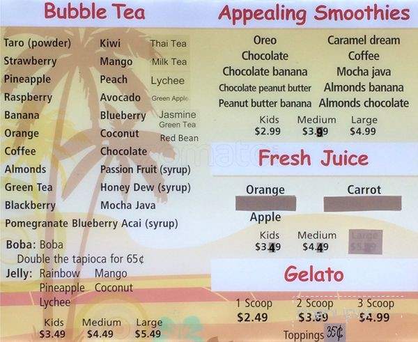 Boba Smoothies - Tukwila, WA menu_pic