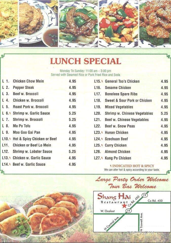 Shang Hai Restaurant - Umatilla, FL menu_pic