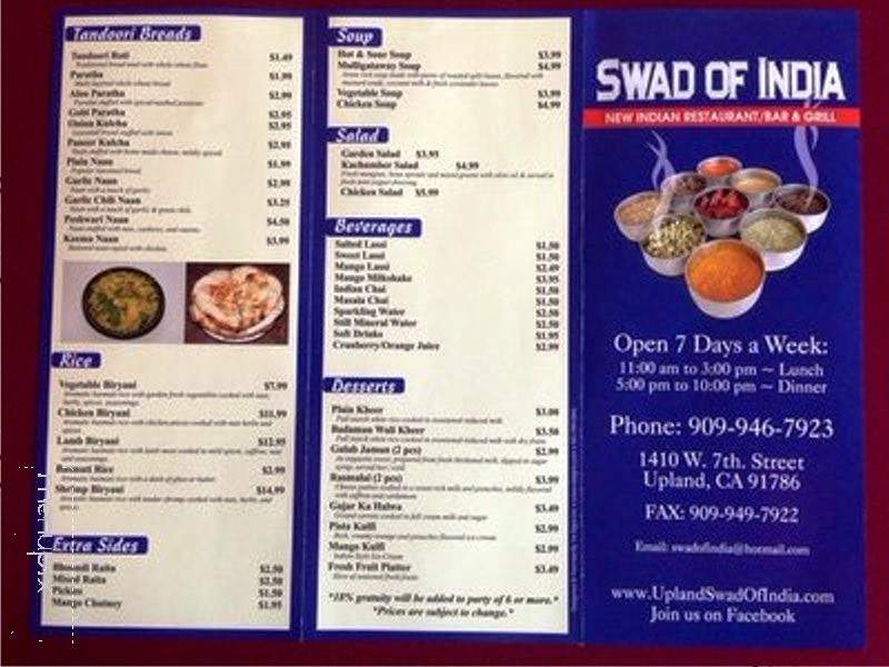 Swad of India - Upland, CA menu_pic