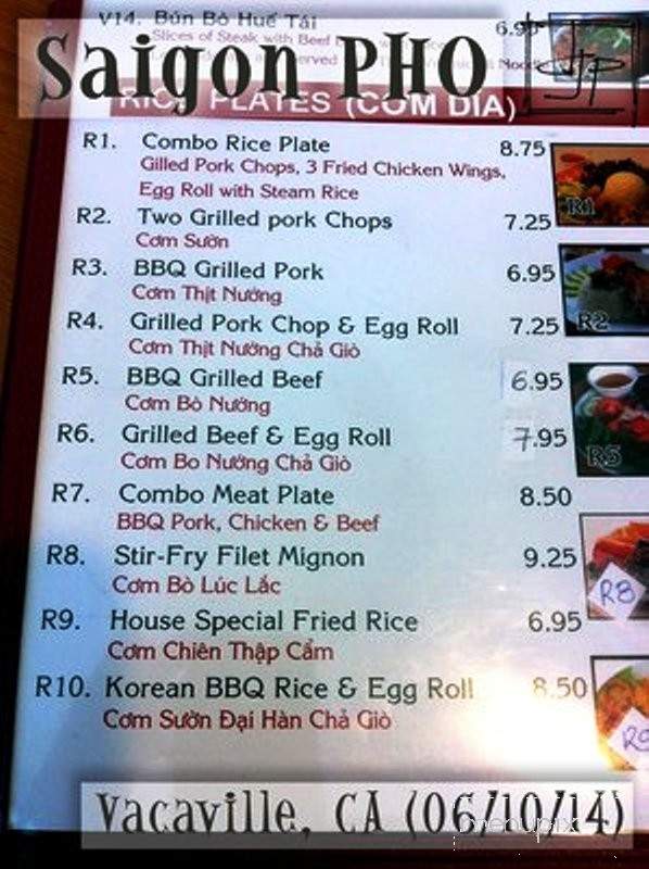 Saigon Pho - Vacaville, CA menu_pic