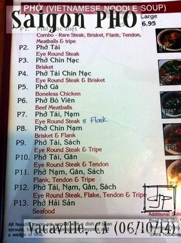 Saigon Pho - Vacaville, CA menu_pic