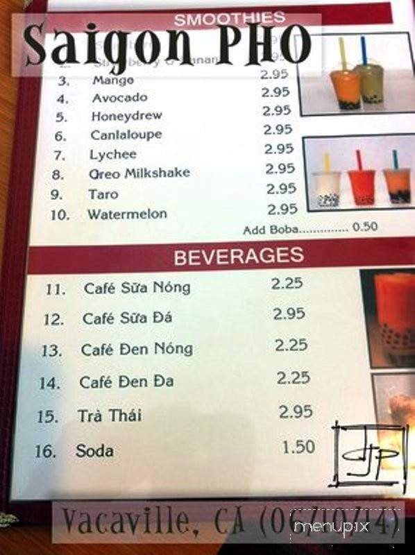 Saigon Pho - Vacaville, CA menu_pic