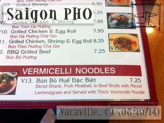 Saigon Pho - Vacaville, CA menu_pic
